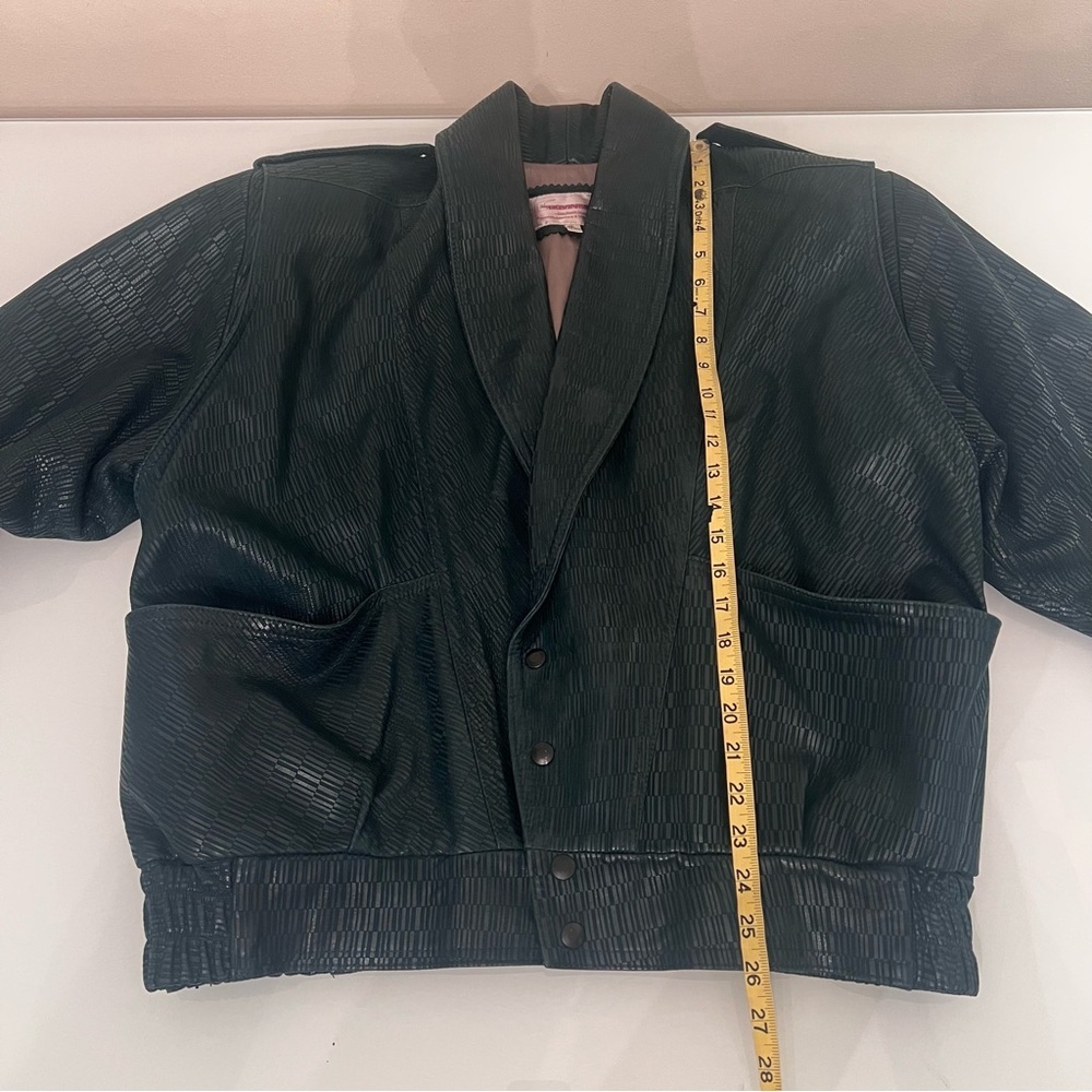 BOVINES Leather Jacket Men’s 40 Forest Green Textured Shawl Collar Canada Made - Picture 13 of 16
